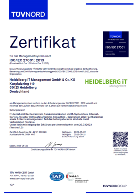 Heidelberg iT - ISO 27001-Zertifizierung