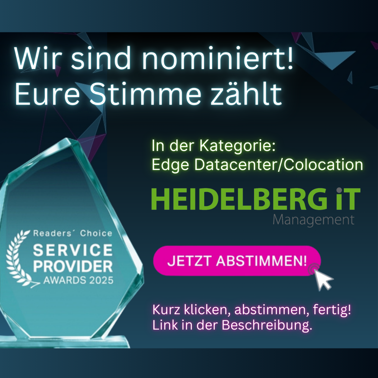 Jetzt abstimmen: SERVICE PROVIDER AWARD 2025 – Wir sind nominiert!